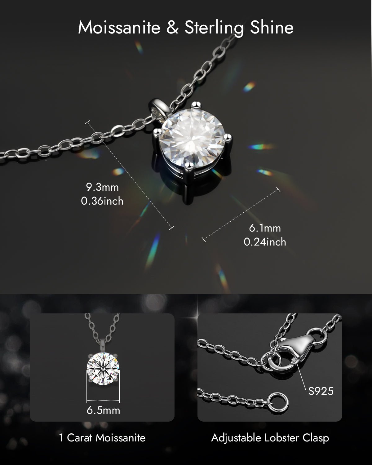 Moissanite Solitaire Pendant Necklace