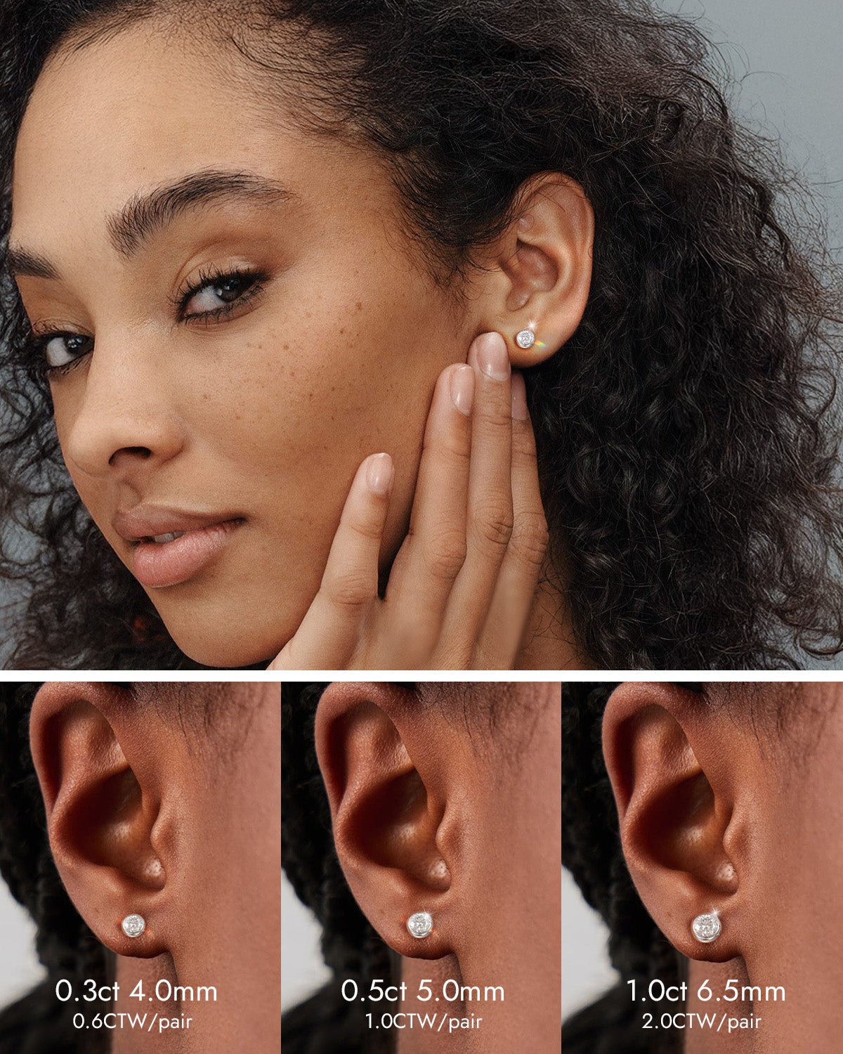 Moissanite Stud Earrings – Bezel Set Brilliant Cut