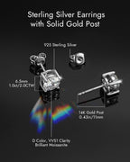 Moissanite Stud Earrings with 14K Solid Gold Posts