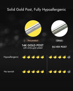 Moissanite Stud Earrings with 14K Solid Gold Posts