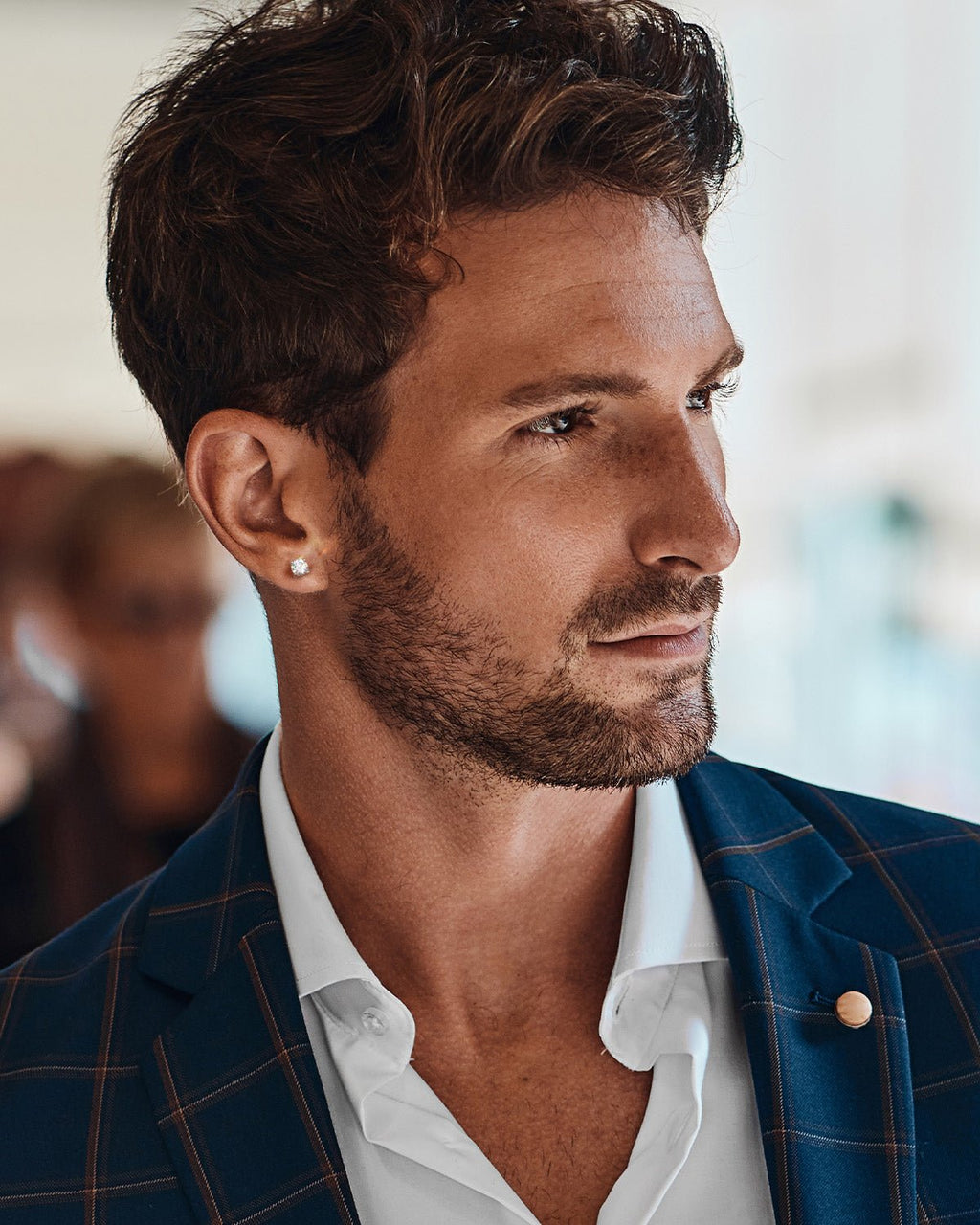 Moissanite Stud Earrings with Screw Back