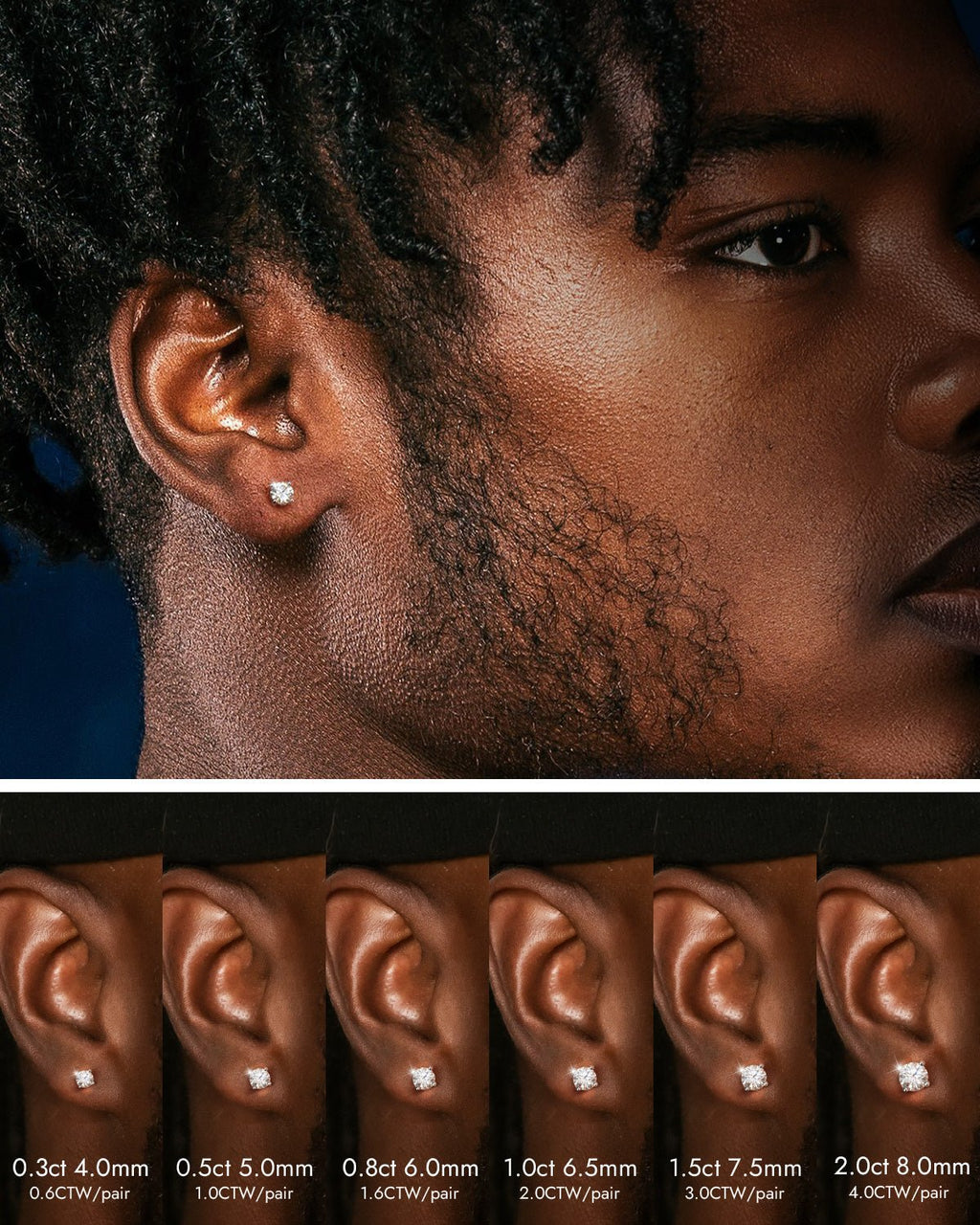 Moissanite Stud Earrings with Screw Back