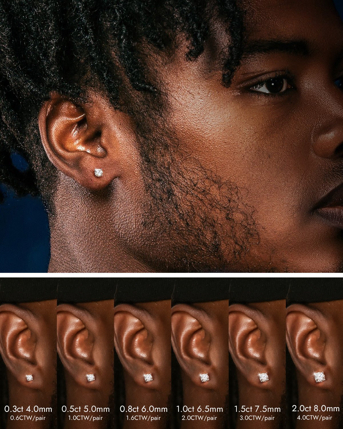 Moissanite Stud Earrings with Screw Back