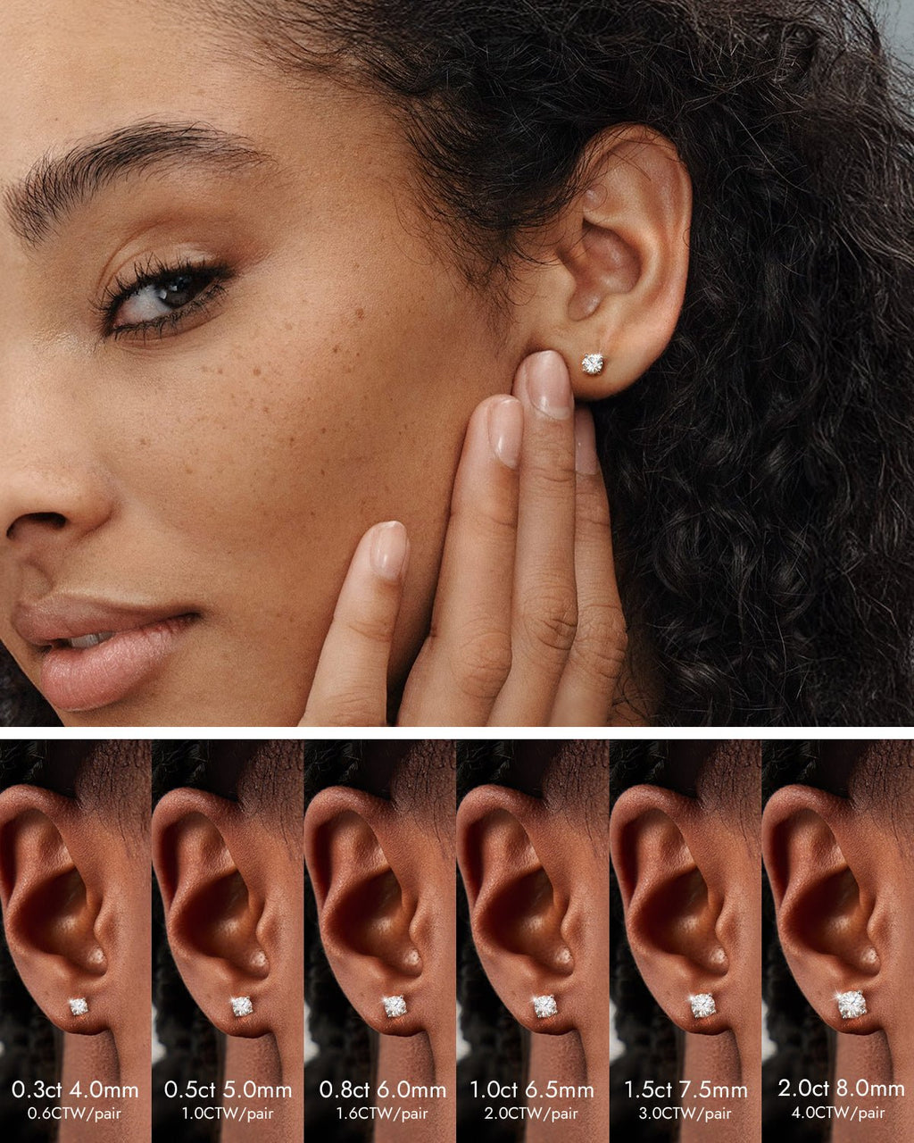 Moissanite Stud Earrings with Screw Back