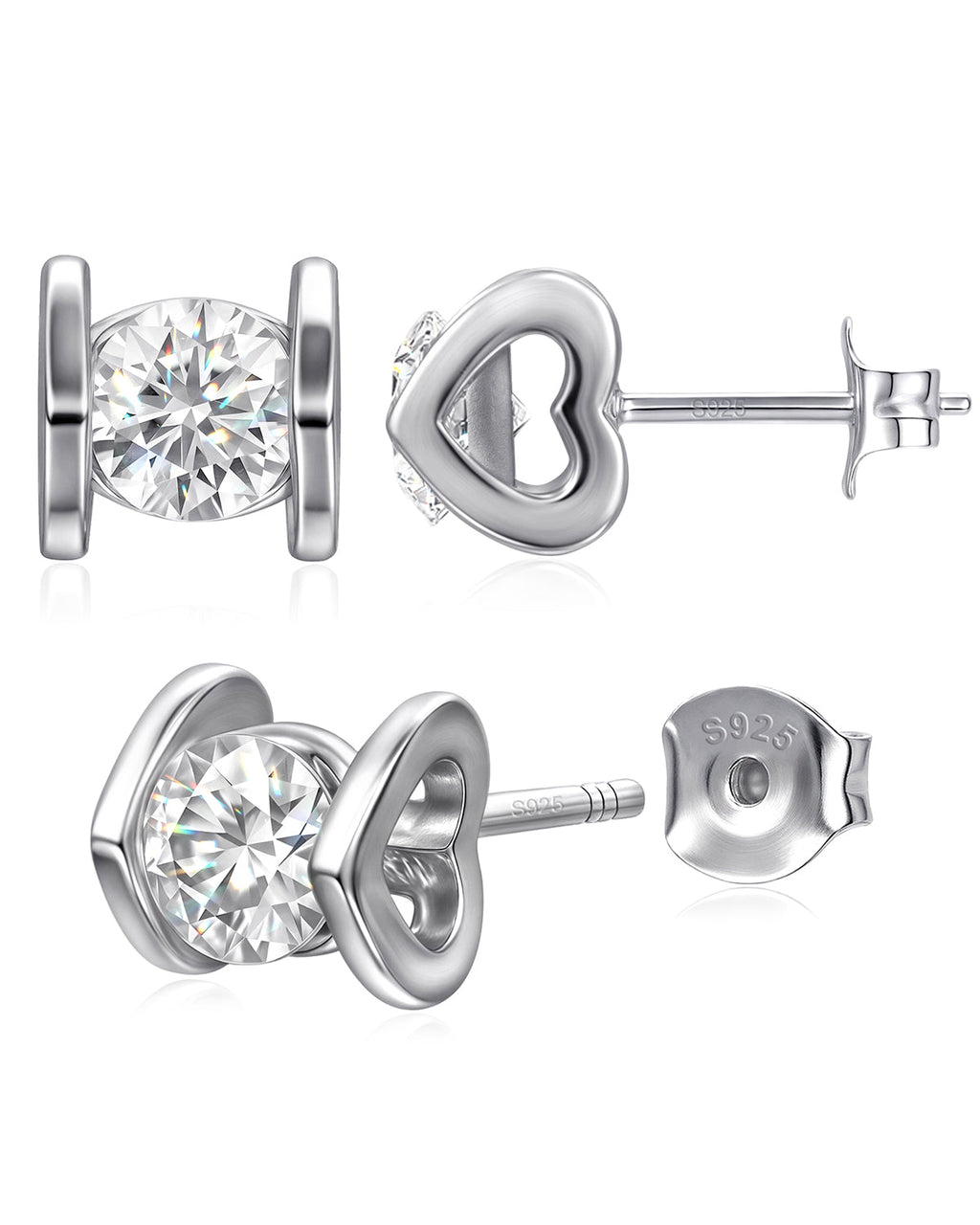 Heart Moissanite Stud Earrings