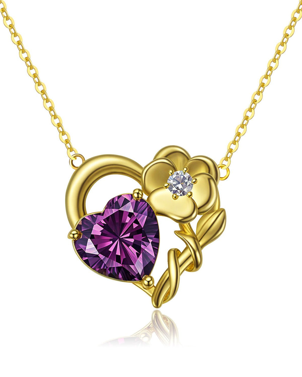 Molenia Birth Flower & Birthstone Heart Necklace