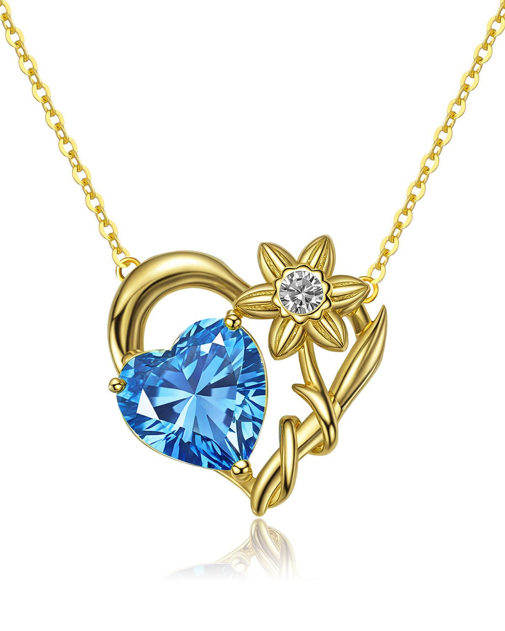 Molenia Birth Flower & Birthstone Heart Necklace