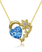 Molenia Birth Flower & Birthstone Heart Necklace