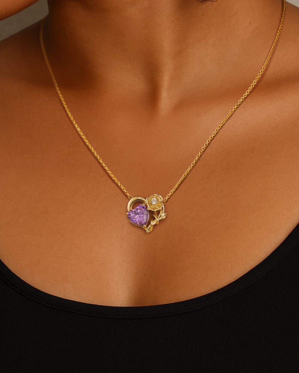 Molenia Birth Flower & Birthstone Heart Necklace