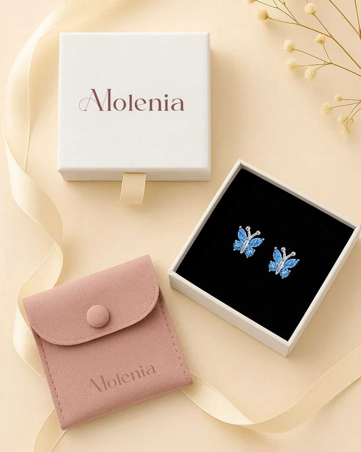 Molenia Birthstone Butterfly Stud Earrings