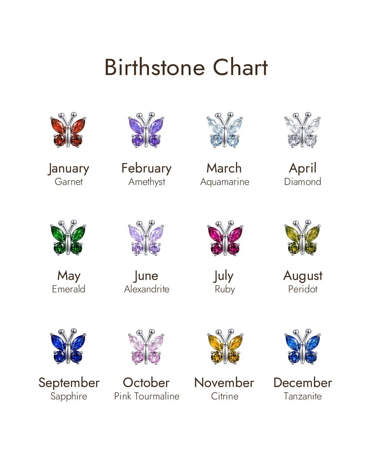 Molenia Birthstone Butterfly Stud Earrings