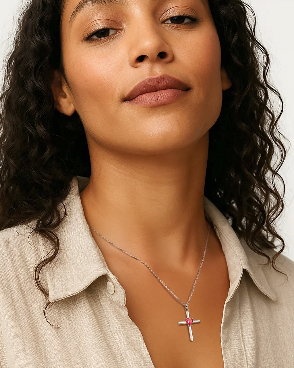 Molenia Birthstone Cross Necklace