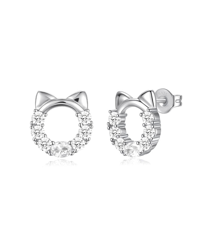 Molenia Cat Face Stud Earrings Hover Image
