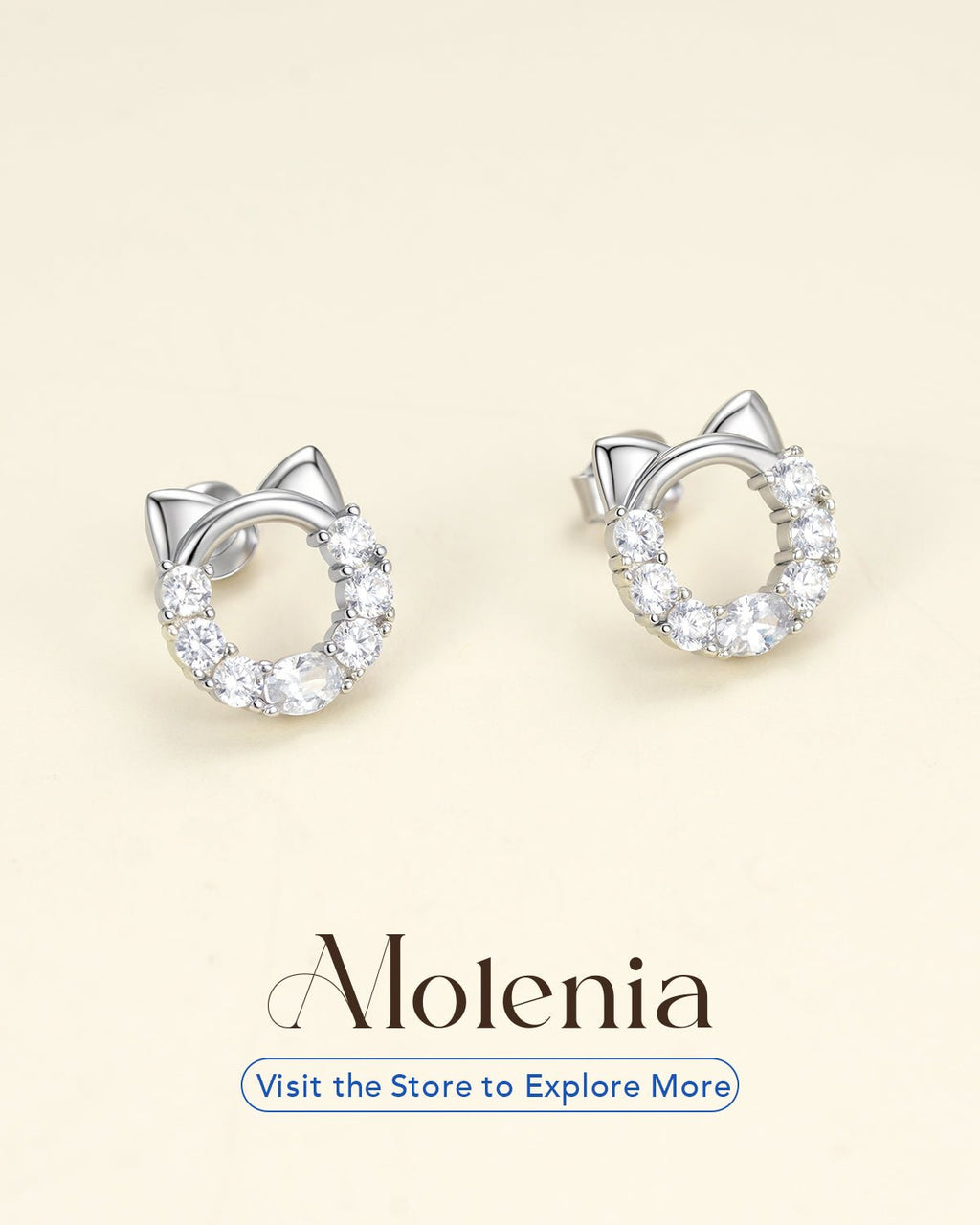 Molenia Cat Face Stud Earrings