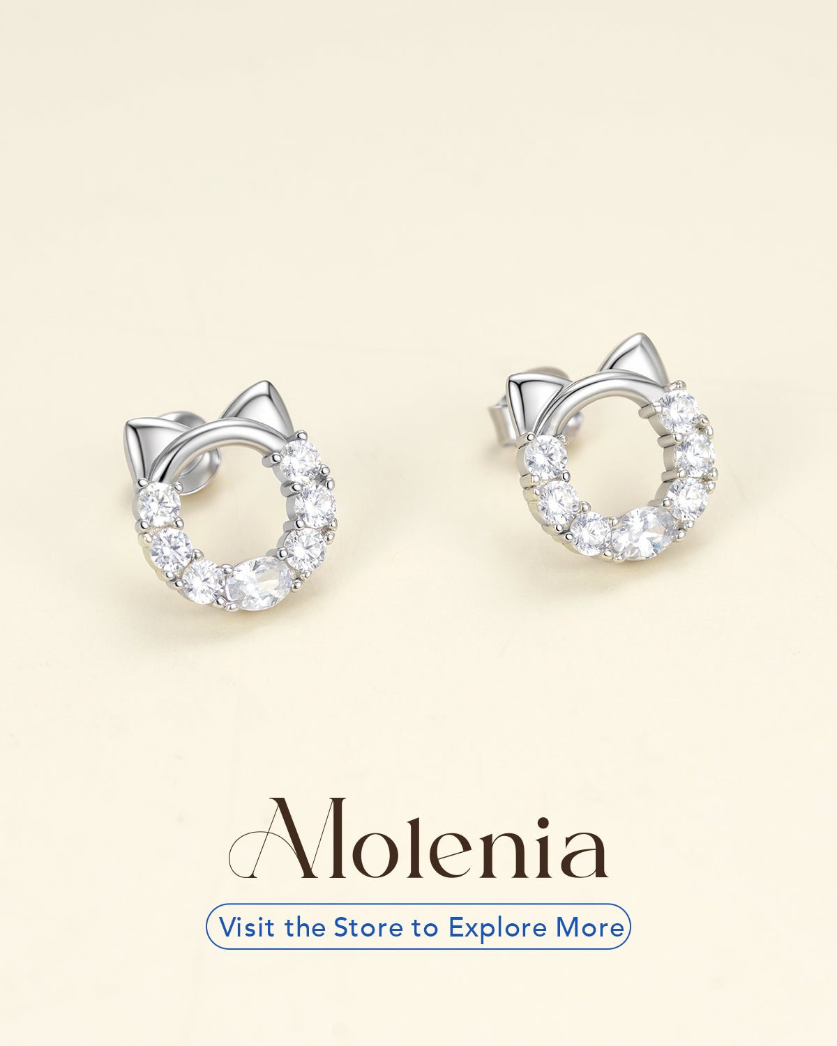 Molenia Cat Face Stud Earrings