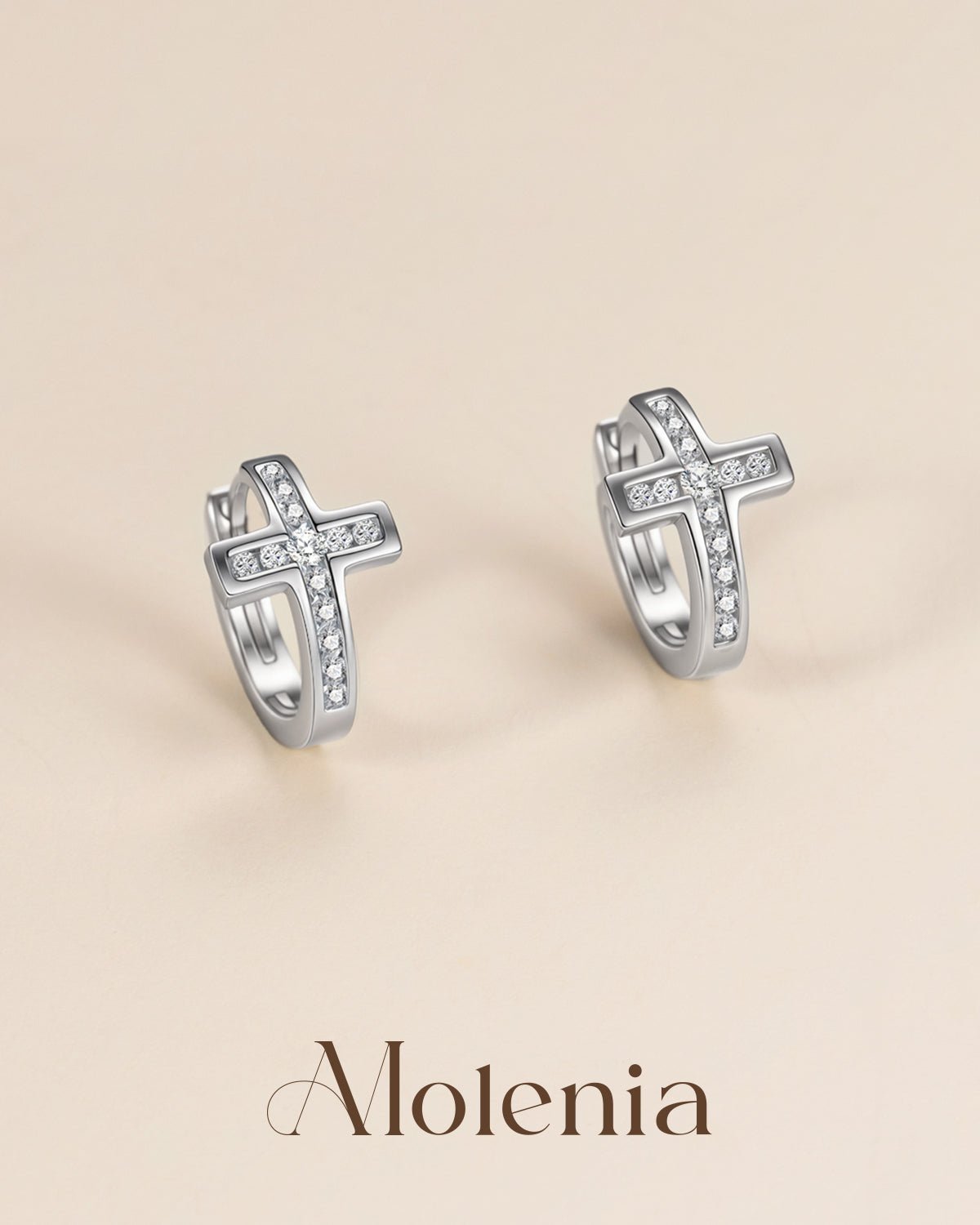 Molenia Cross Huggie Earrings