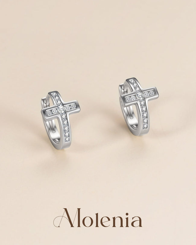 Molenia Cross Huggie Earrings Main Image