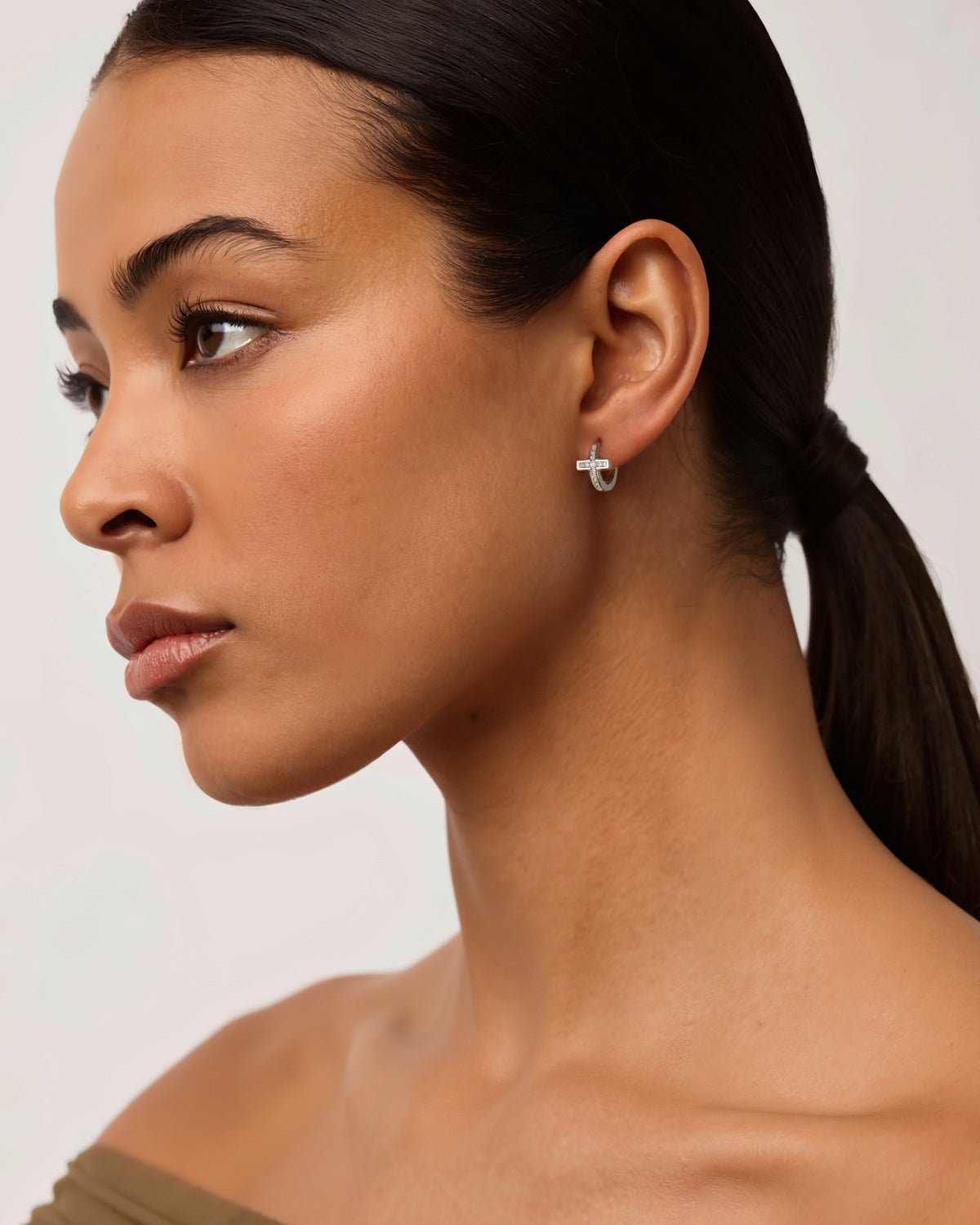 Molenia Cross Huggie Earrings