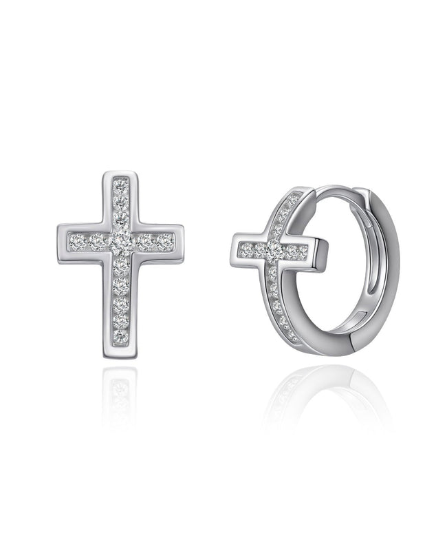 Molenia Cross Huggie Earrings Hover Image