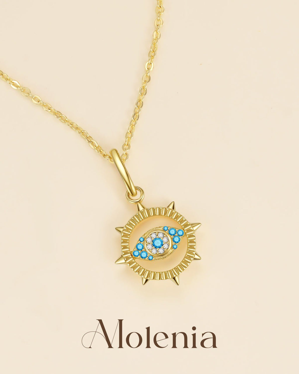 Molenia Double-Sided Enamel Evil Eye Necklace