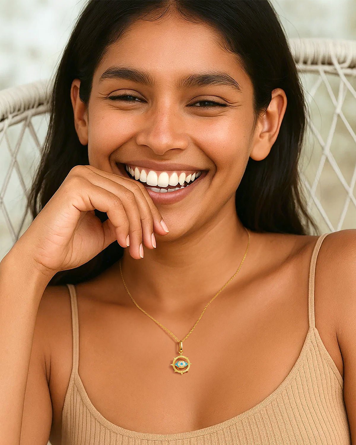 Molenia Double-Sided Enamel Evil Eye Necklace