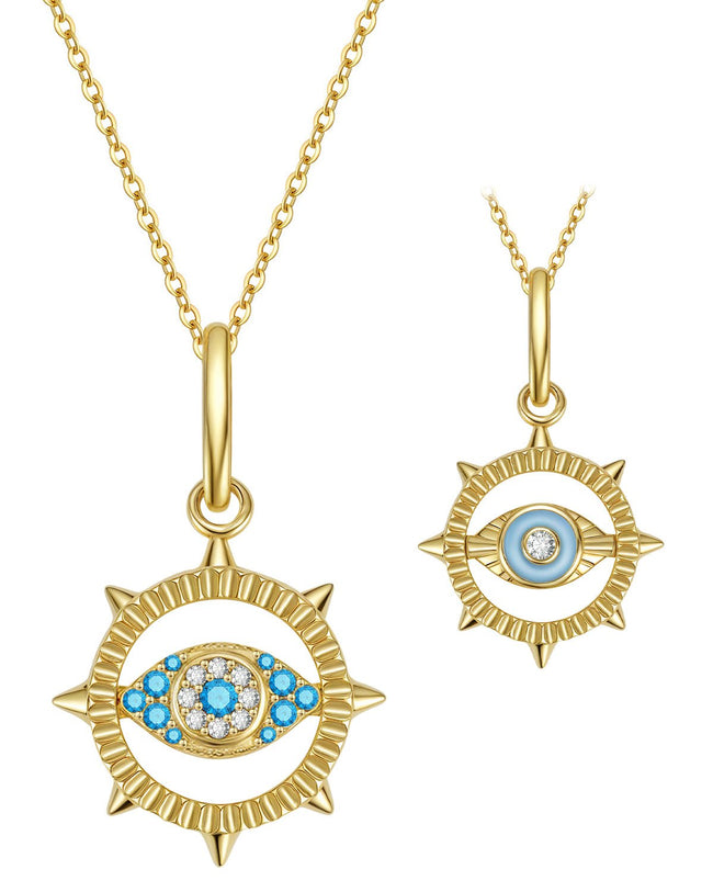 Molenia Double-Sided Enamel Evil Eye Necklace Hover Image