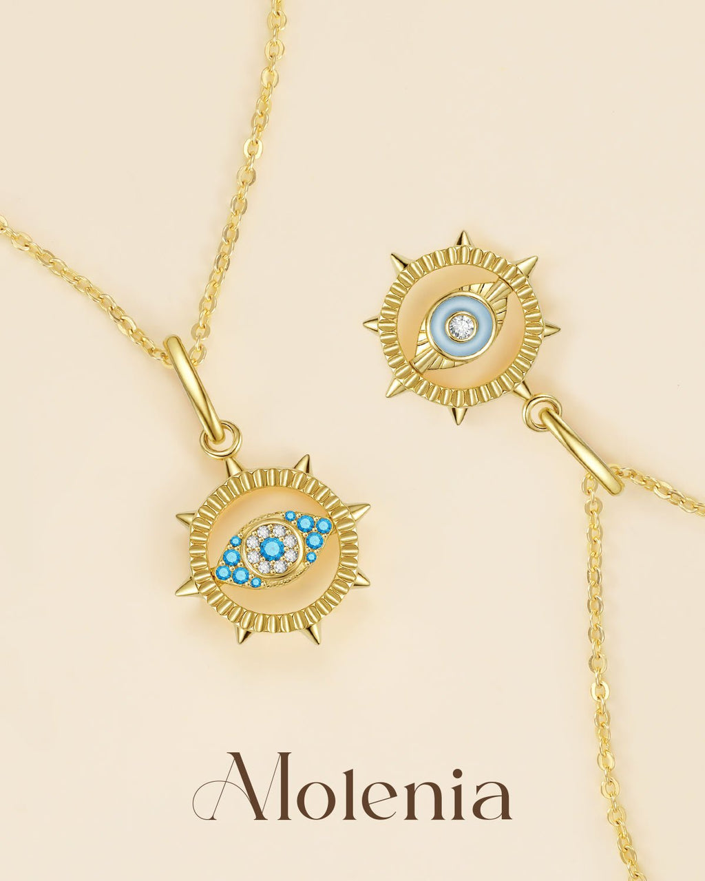 Molenia Double-Sided Enamel Evil Eye Necklace