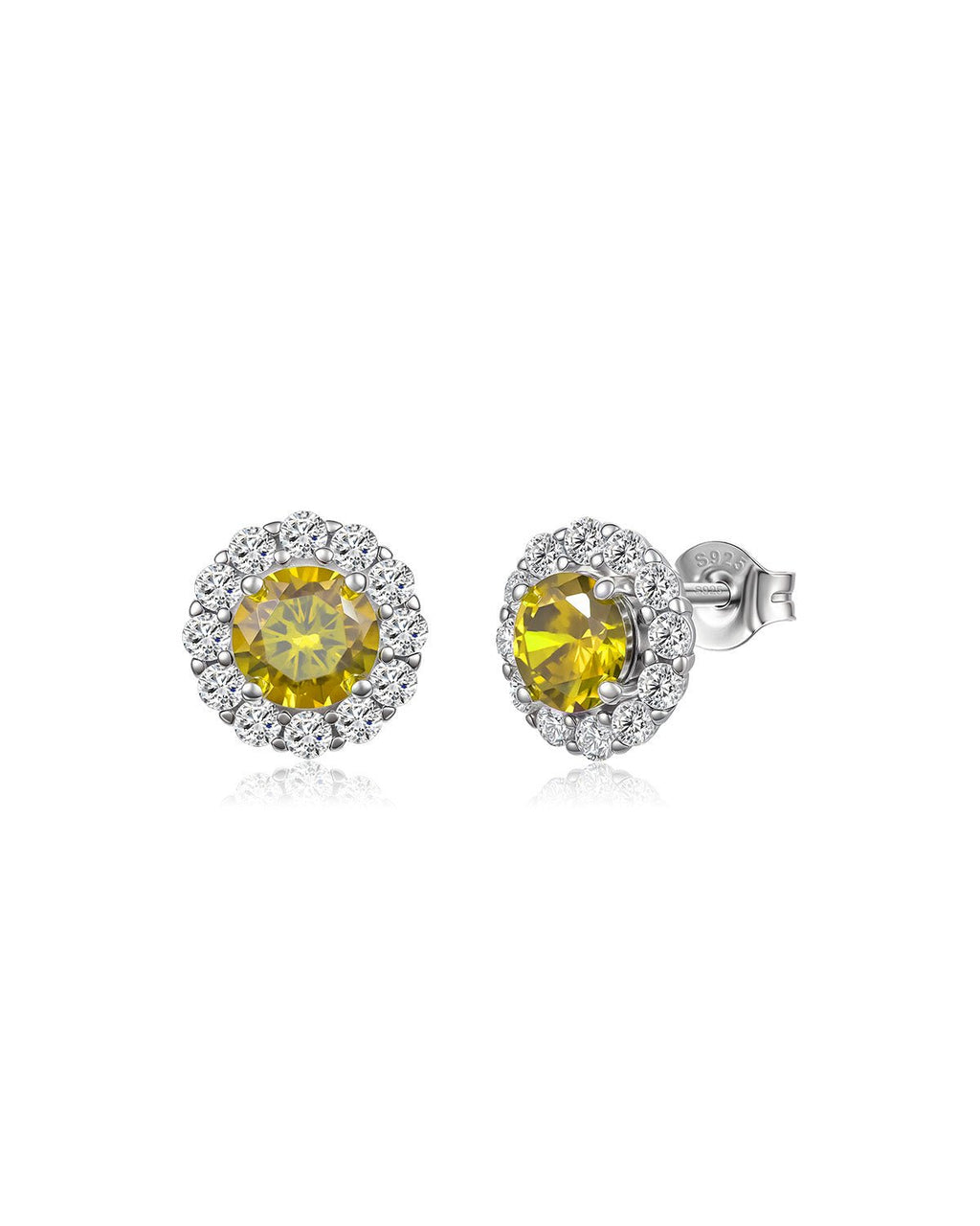Molenia Halo Birthstone Stud Earrings
