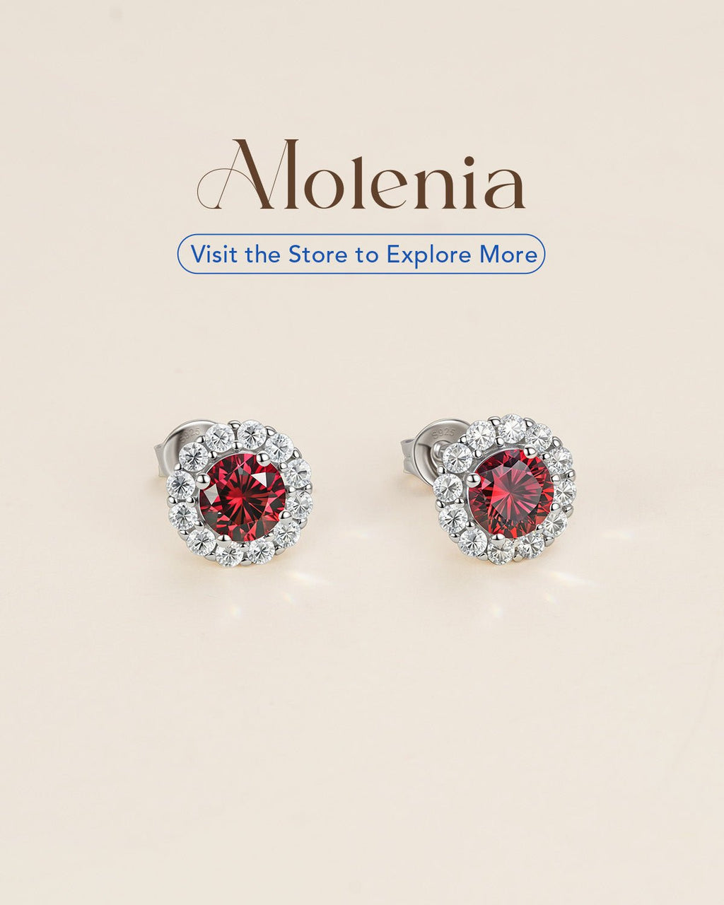 Molenia Halo Birthstone Stud Earrings