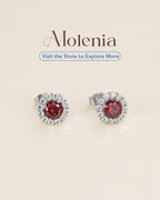 Molenia Halo Birthstone Stud Earrings