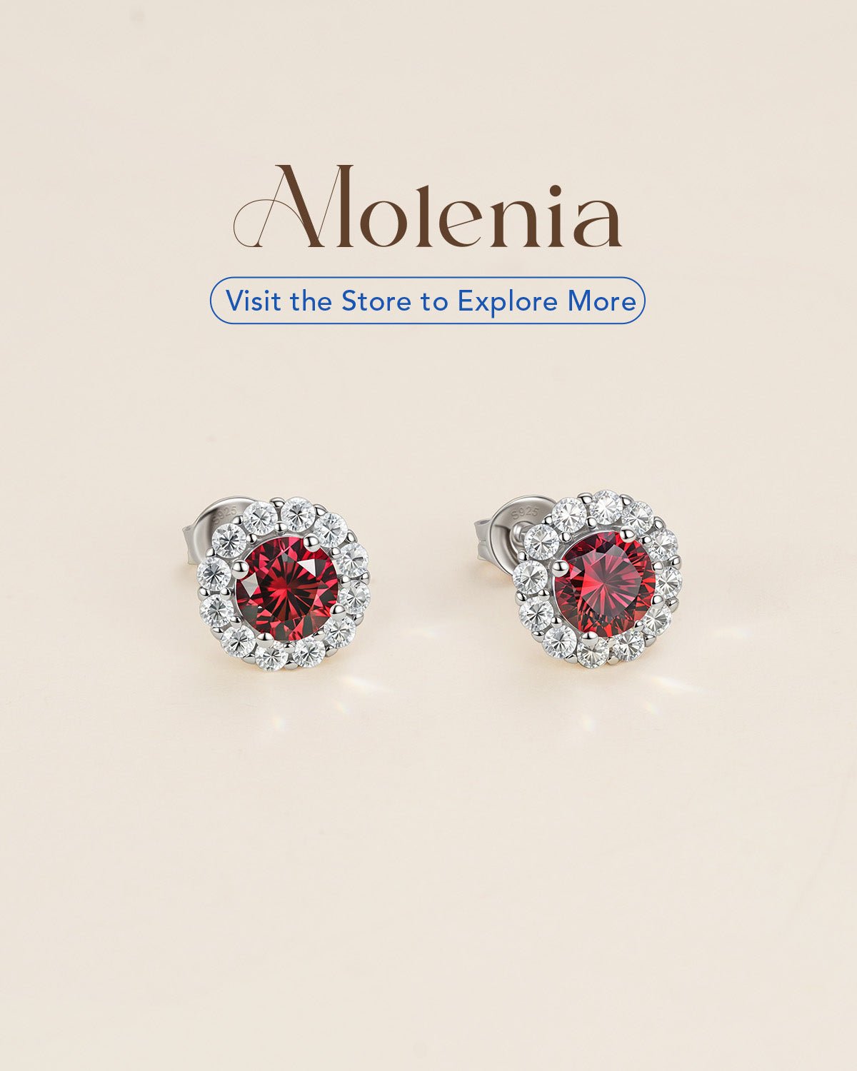 Molenia Halo Birthstone Stud Earrings