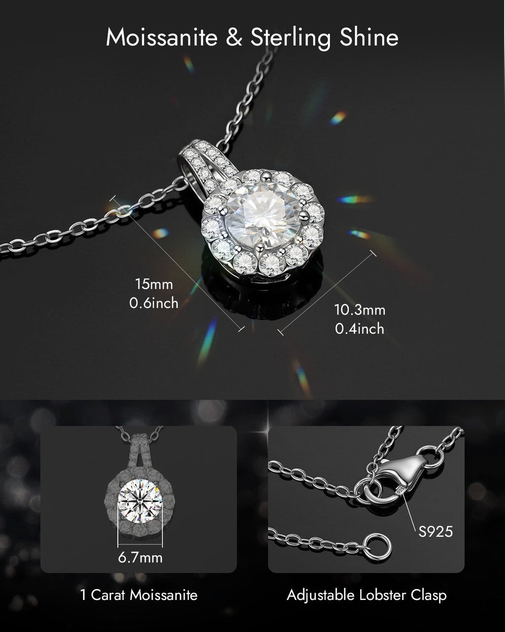 Molenia Halo Moissanite Necklace