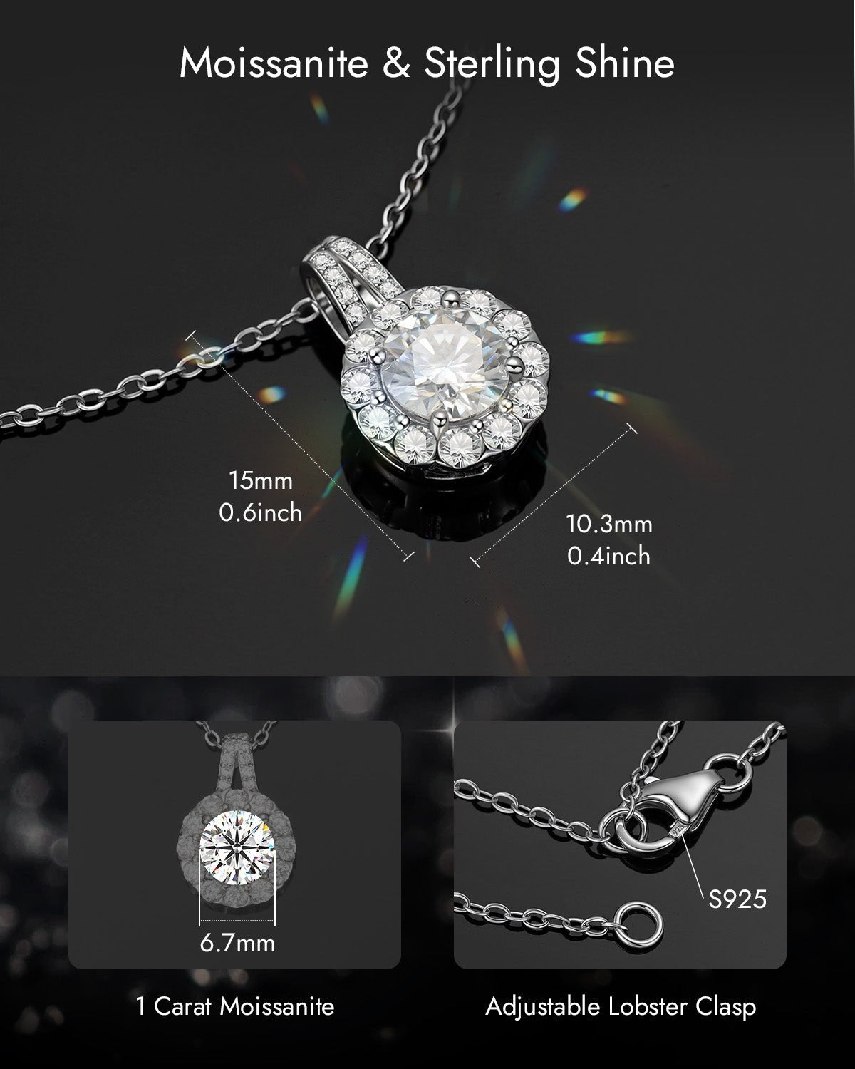 Molenia Halo Moissanite Necklace