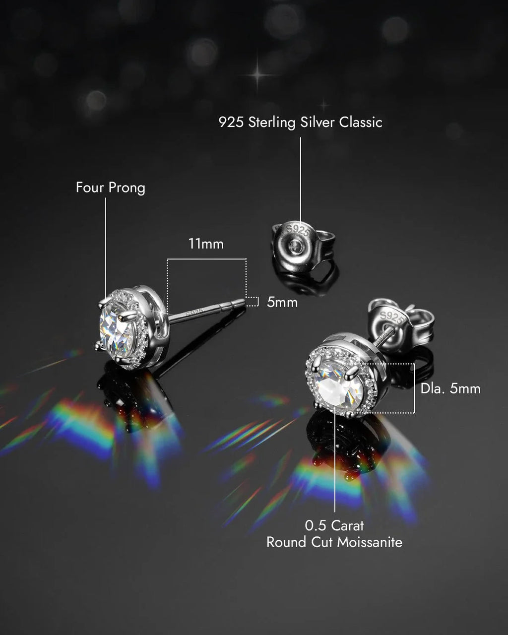 Molenia Halo Moissanite Stud Earrings