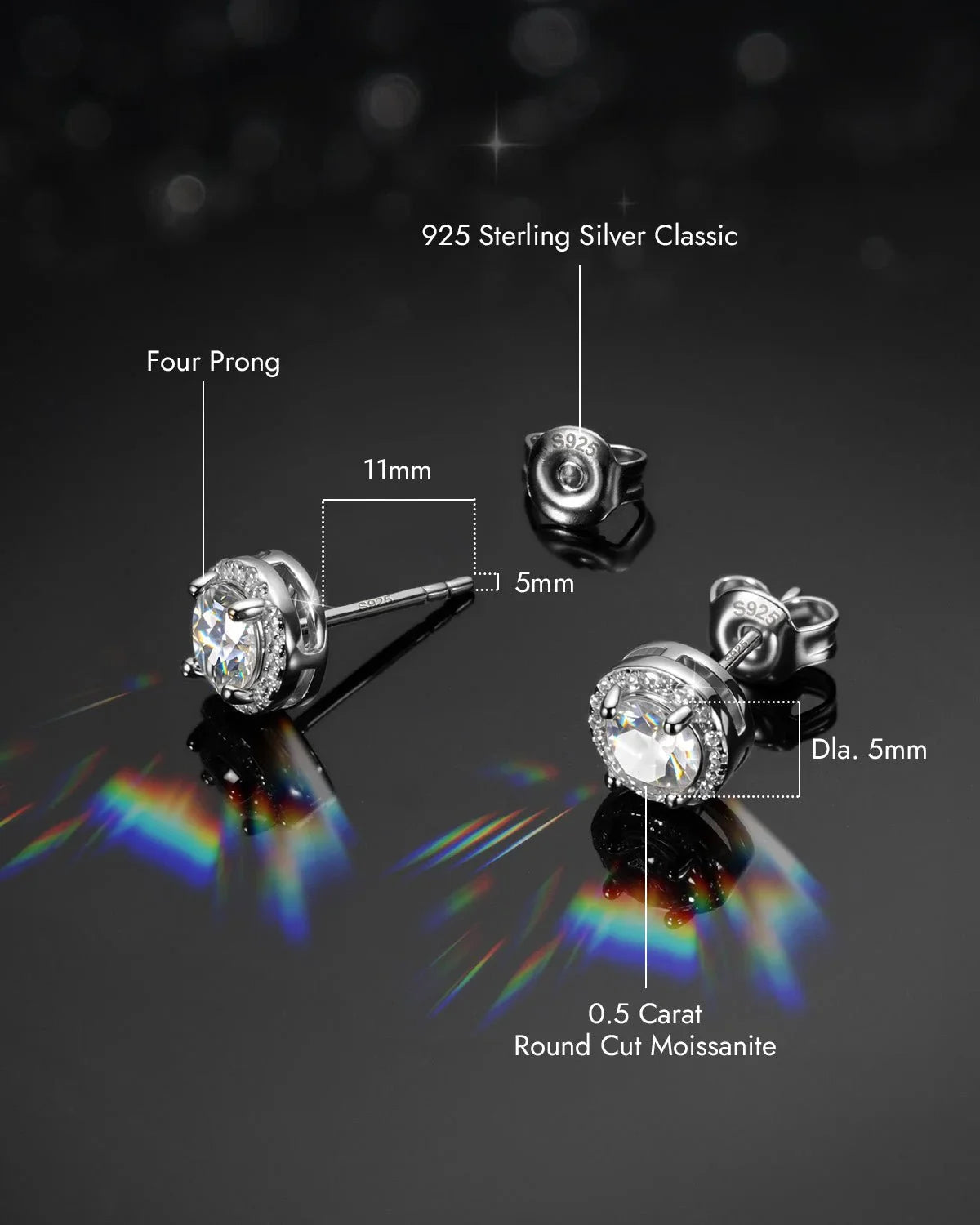 Molenia Halo Moissanite Stud Earrings