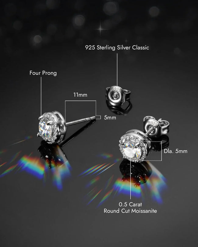 Molenia Halo Moissanite Stud Earrings Main Image