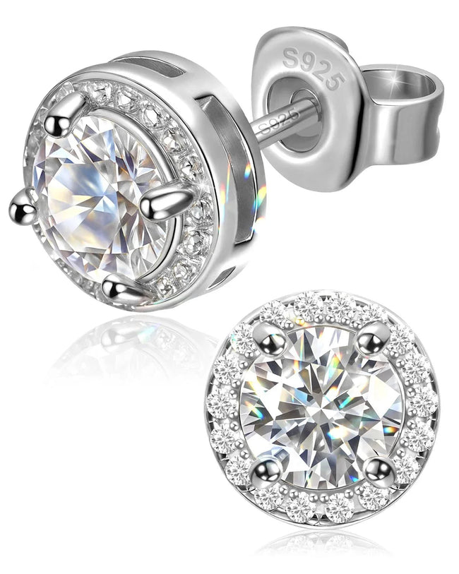 Molenia Halo Moissanite Stud Earrings Hover Image