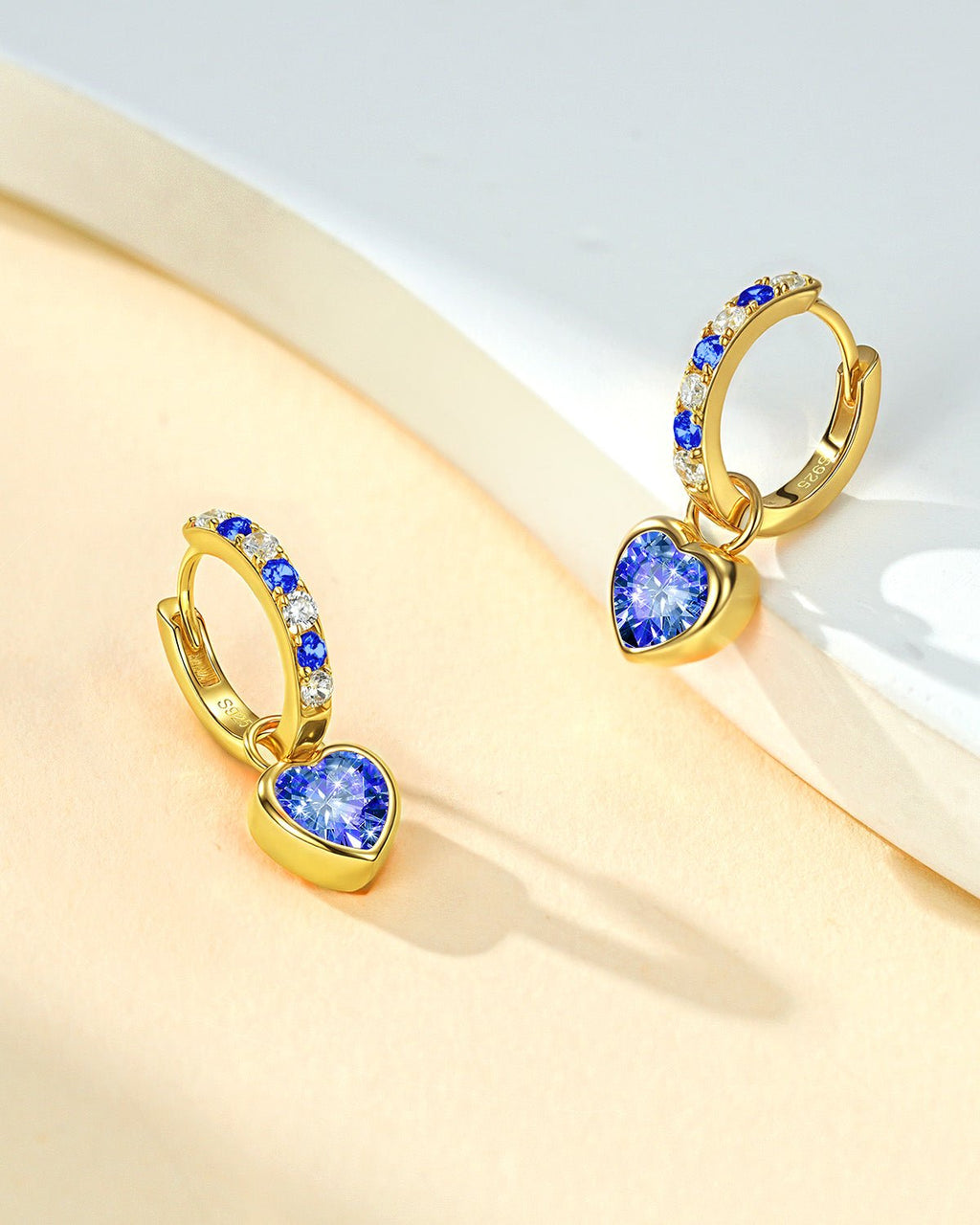 Molenia Heart Birthstone Hoop Earrings