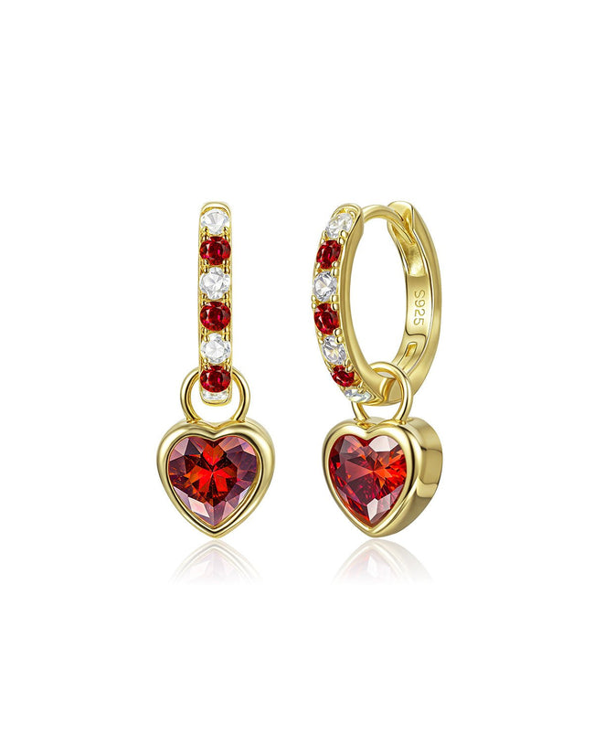 Molenia Heart Birthstone Hoop Earrings Hover Image