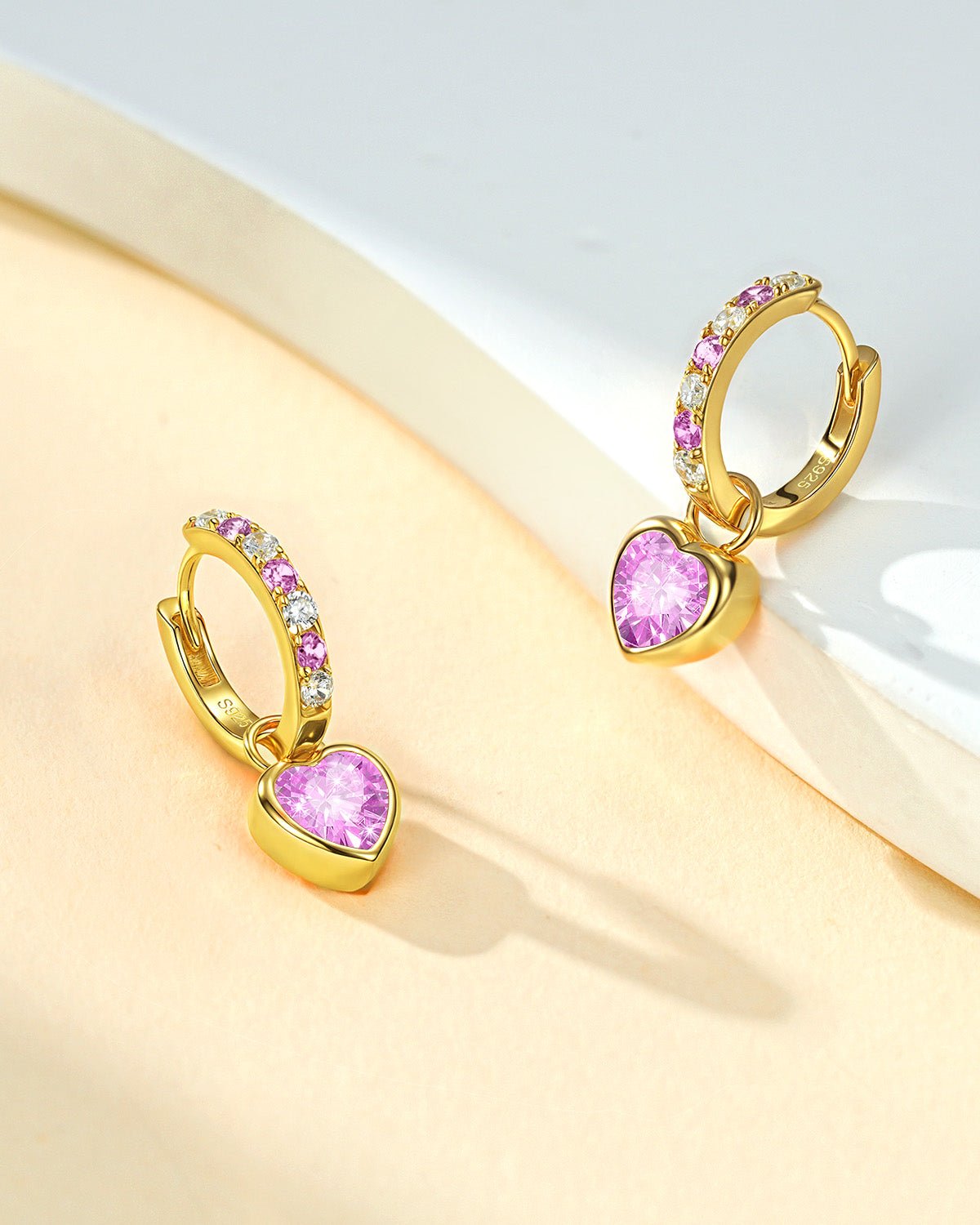Molenia Heart Birthstone Hoop Earrings