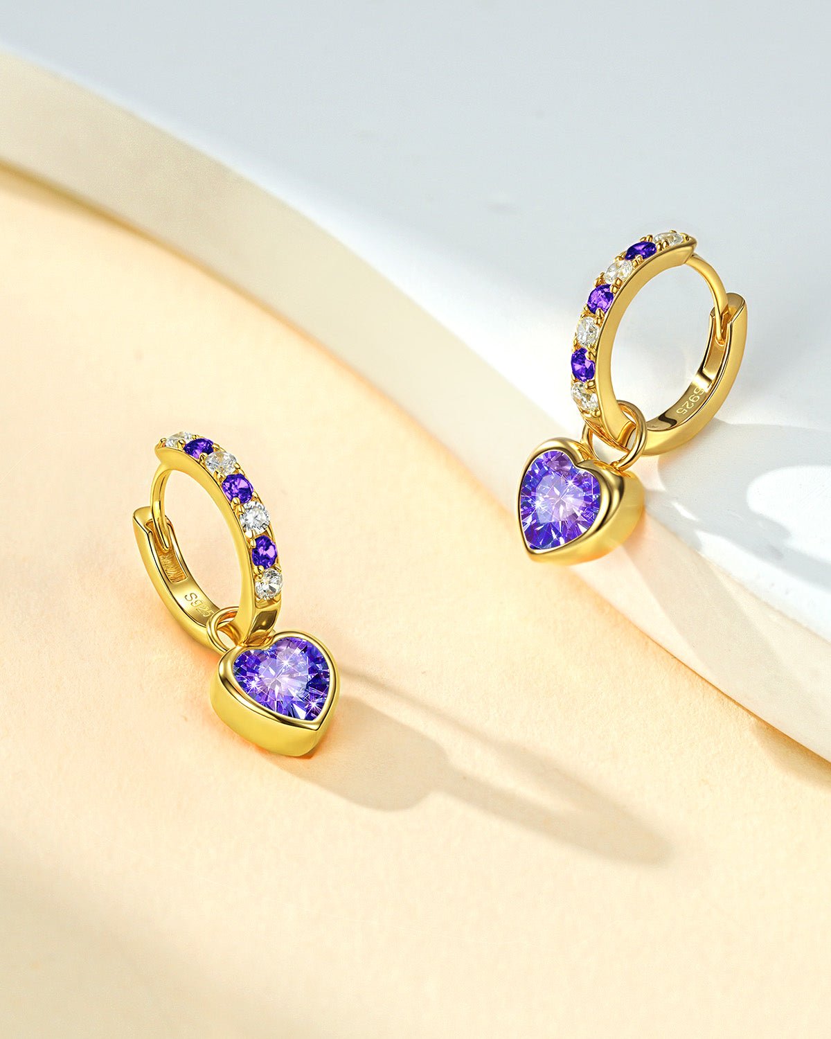 Molenia Heart Birthstone Hoop Earrings