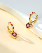 Molenia Heart Birthstone Hoop Earrings