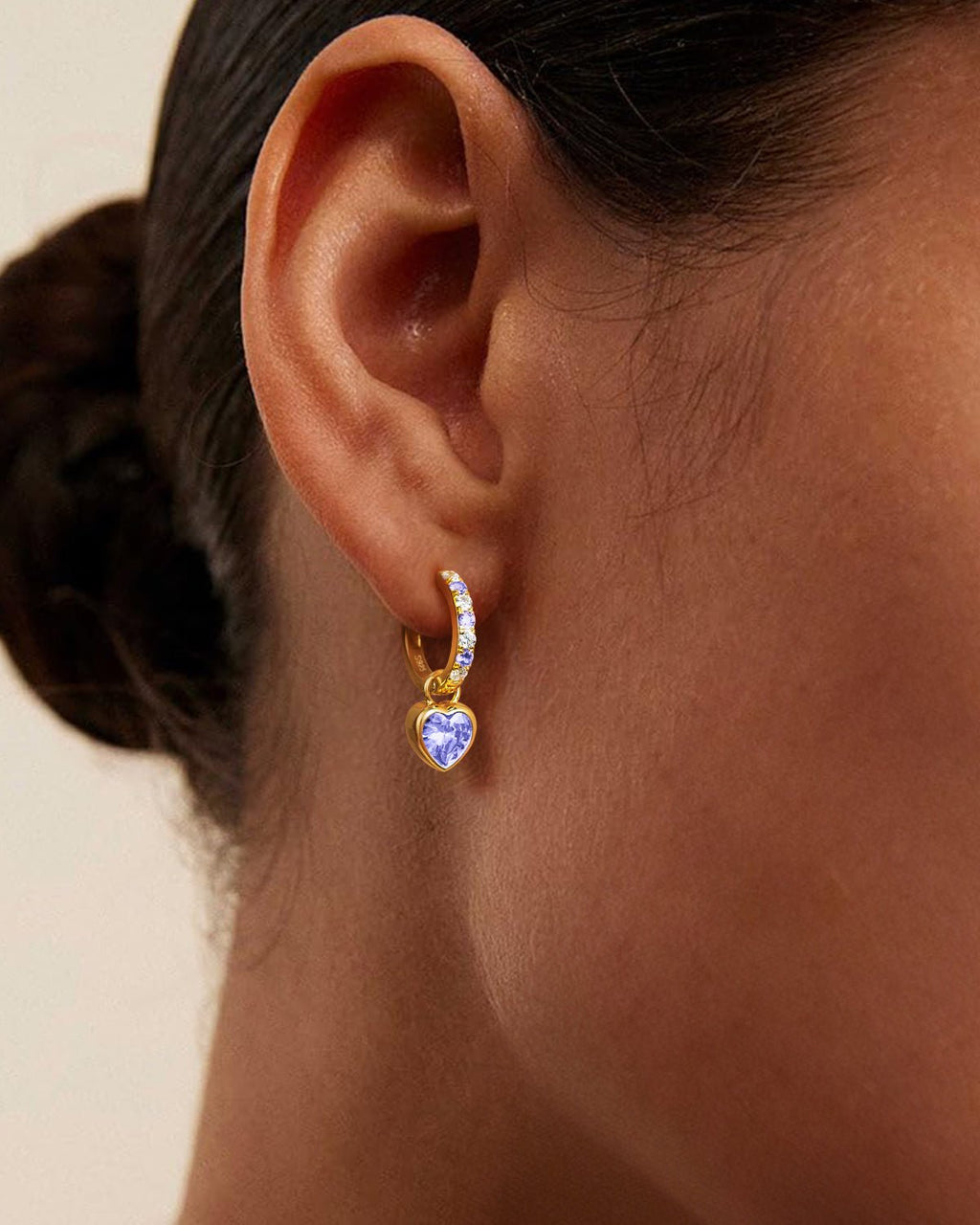Molenia Heart Birthstone Hoop Earrings