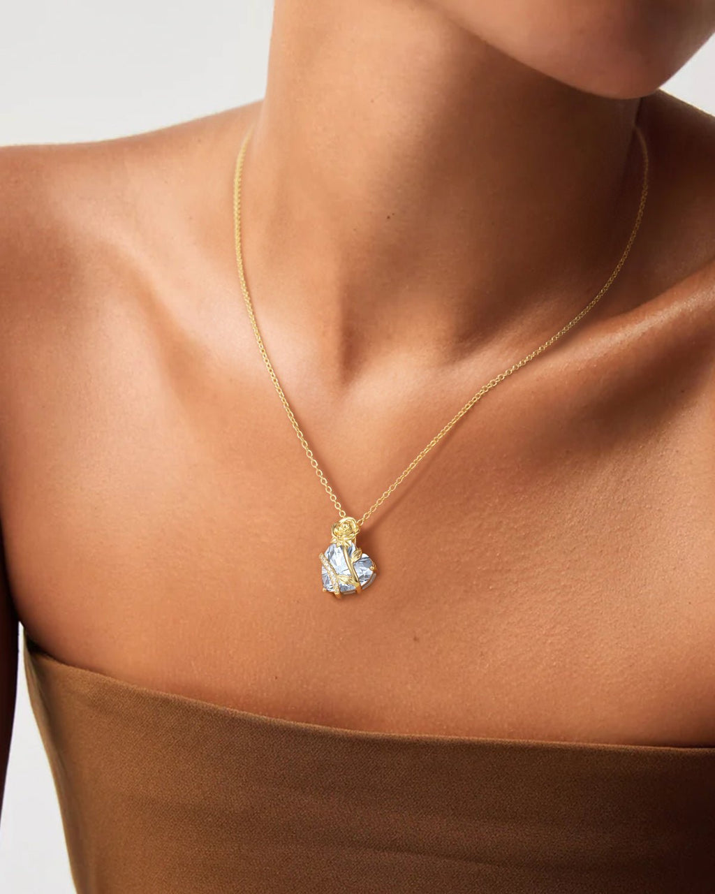 Molenia Heart & Rose Birthstone Necklace