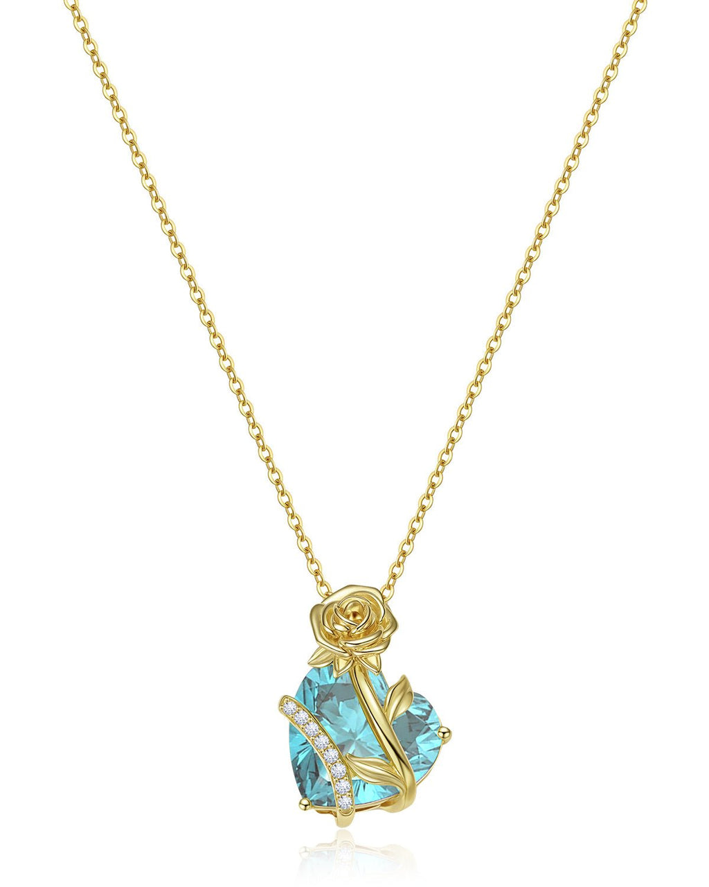 Molenia Heart & Rose Birthstone Necklace