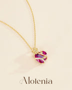 Molenia Heart & Rose Birthstone Necklace