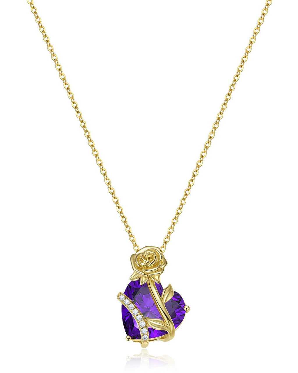 Molenia Heart & Rose Birthstone Necklace