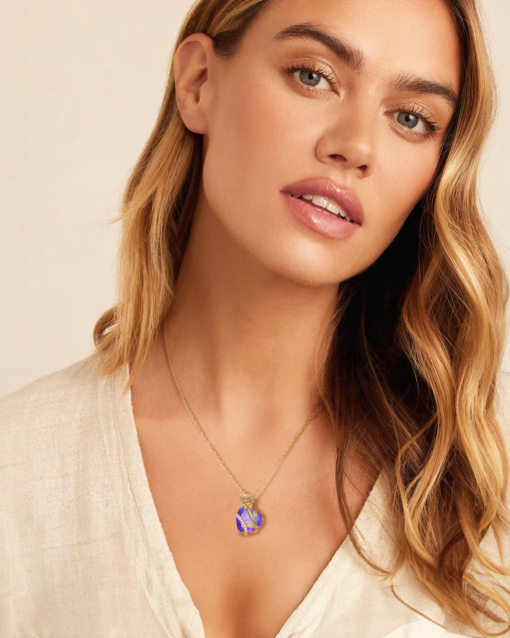Molenia Heart & Rose Birthstone Necklace