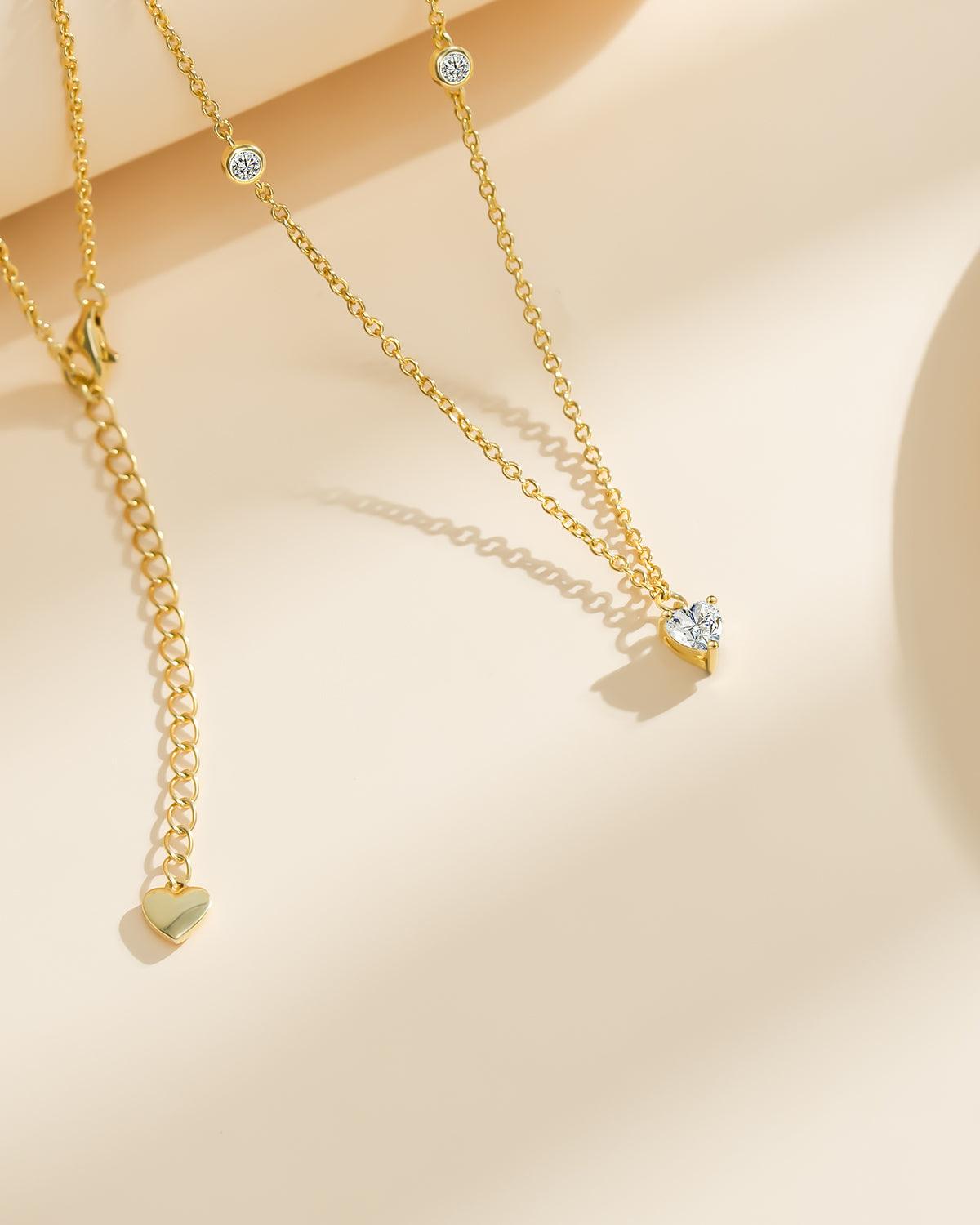 Molenia Heart Shaped White Diamond Necklace