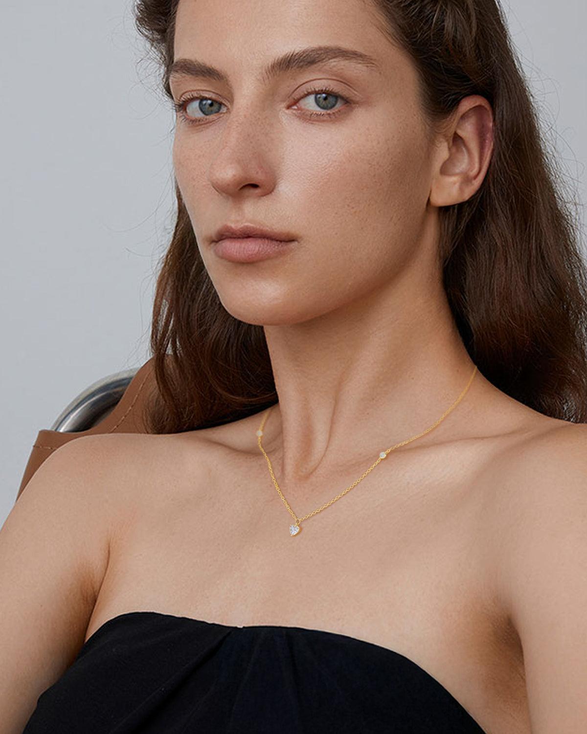 Molenia Heart Shaped White Diamond Necklace